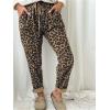 image:imageMakeMeChic Womens Cheetah Print Corduroy Pants Tapered Leopard SweatpantsBrown