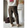 image:imageMakeMeChic Womens Cheetah Print Corduroy Pants Tapered Leopard SweatpantsBrown