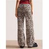 image:imageMakeMeChic Womens Cheetah Print Pants Fall Elastic Waist Wide Leg Retro Knitted TrousersMulticolor