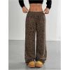 image:imageMakeMeChic Womens Cheetah Print Pants Leopard Straight Wide Leg Trousers PantsCoffee Brown