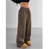 image:imageMakeMeChic Womens Cheetah Print Pants Leopard Straight Wide Leg Trousers PantsCoffee Brown