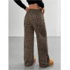 image:imageMakeMeChic Womens Cheetah Print Pants Leopard Straight Wide Leg Trousers PantsCoffee Brown