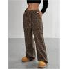 image:imageMakeMeChic Womens Cheetah Print Pants Leopard Straight Wide Leg Trousers PantsCoffee Brown