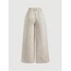 image:imageMakeMeChic Womens Corduroy Pants with Pockets High Waist Wide Leg Dressy Business Trousers PantKhaki