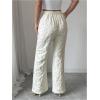 image:imageMakeMeChic Womens Floral High Waist Flare Leg Dress Pants Jacquard Work Office TrousersApricot
