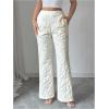 image:imageMakeMeChic Womens Floral High Waist Flare Leg Dress Pants Jacquard Work Office TrousersApricot