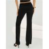 image:imageMakeMeChic Womens Floral Lace Flare Pants Low Waist Bell Bottoms Long TrousersBlack