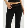 image:imageMakeMeChic Womens Floral Lace Flare Pants Low Waist Bell Bottoms Long TrousersBlack