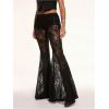 image:imageMakeMeChic Womens Floral Lace Sheer Mesh Flare Pants Low Waist Sexy See Through Going Out Pants Festival Rave OutfitsBlack