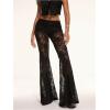 image:imageMakeMeChic Womens Floral Lace Sheer Mesh Flare Pants Low Waist Sexy See Through Going Out Pants Festival Rave OutfitsBlack