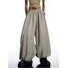 image:imageMakeMeChic Womens Gingham Balloon Pants Baggy Elastic Waist Y2K Harem PantsKhaki