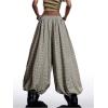 image:imageMakeMeChic Womens Gingham Balloon Pants Baggy Elastic Waist Y2K Harem PantsKhaki