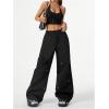 image:imageMakeMeChic Womens Goth Cargo Pants Hip Hop Low Waisted Zip Fly Y2k Baggy Wide Leg PantsBlack