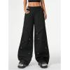image:imageMakeMeChic Womens Goth Cargo Pants Hip Hop Low Waisted Zip Fly Y2k Baggy Wide Leg PantsBlack