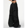 image:imageMakeMeChic Womens Goth Cargo Pants Hip Hop Low Waisted Zip Fly Y2k Baggy Wide Leg PantsBlack