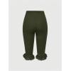 image:imageMakeMeChic Womens Lace Capri Pants Y2k Lace Up Ruffle Crop LeggingsArmy Green