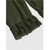 image:imageMakeMeChic Womens Lace Capri Pants Y2k Lace Up Ruffle Crop LeggingsArmy Green
