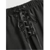 image:imageMakeMeChic Womens Lace Capri Pants Y2k Lace Up Ruffle Crop LeggingsBlack