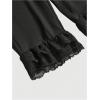 image:imageMakeMeChic Womens Lace Capri Pants Y2k Lace Up Ruffle Crop LeggingsBlack