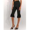image:imageMakeMeChic Womens Lace Capri Pants Y2k Lace Up Ruffle Crop LeggingsBlack B