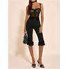 image:imageMakeMeChic Womens Lace Capri Pants Y2k Lace Up Ruffle Crop LeggingsBlack B