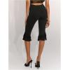 image:imageMakeMeChic Womens Lace Capri Pants Y2k Lace Up Ruffle Crop LeggingsBlack B
