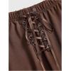image:imageMakeMeChic Womens Lace Capri Pants Y2k Lace Up Ruffle Crop LeggingsBrown