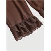 image:imageMakeMeChic Womens Lace Capri Pants Y2k Lace Up Ruffle Crop LeggingsBrown
