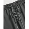 image:imageMakeMeChic Womens Lace Capri Pants Y2k Lace Up Ruffle Crop LeggingsGrey