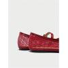 image:imageMakeMeChic Womens Lace Mesh Ballet Flats Shoes Square Closed Toe Shoes Breathable Summer FlatsRed