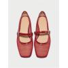 image:imageMakeMeChic Womens Lace Mesh Ballet Flats Shoes Square Closed Toe Shoes Breathable Summer FlatsRed