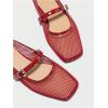image:imageMakeMeChic Womens Lace Mesh Ballet Flats Shoes Square Closed Toe Shoes Breathable Summer FlatsRed