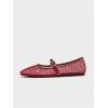 image:imageMakeMeChic Womens Lace Mesh Ballet Flats Shoes Square Closed Toe Shoes Breathable Summer FlatsRed