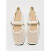 image:imageMakeMeChic Womens Lace Mesh Ballet Flats Shoes Square Closed Toe Shoes Breathable Summer FlatsWhite N