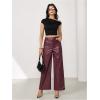 image:imageMakeMeChic Womens Leather Pants High Waist Wide Leg Pants Elastic Straight Party Trousers with PocketsBurgundy