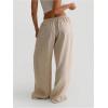 image:imageMakeMeChic Womens Linen Pants Summer Beach Wide Leg Low Rise Baggy Pants TrousersApricot