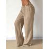 image:imageMakeMeChic Womens Linen Pants Summer Beach Wide Leg Low Rise Baggy Pants TrousersApricot