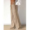 image:imageMakeMeChic Womens Linen Pants Summer Beach Wide Leg Low Rise Baggy Pants TrousersApricot