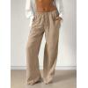 image:imageMakeMeChic Womens Linen Pants Summer Beach Wide Leg Low Rise Baggy Pants TrousersApricot
