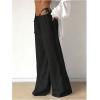 image:imageMakeMeChic Womens Linen Pants Summer Beach Wide Leg Low Rise Baggy Pants TrousersBlack