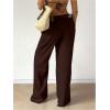 image:imageMakeMeChic Womens Linen Pants Summer Beach Wide Leg Low Rise Baggy Pants TrousersBrown