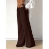 image:imageMakeMeChic Womens Linen Pants Summer Beach Wide Leg Low Rise Baggy Pants TrousersBrown