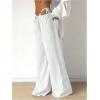 image:imageMakeMeChic Womens Linen Pants Summer Beach Wide Leg Low Rise Baggy Pants TrousersWhite