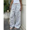 image:imageMakeMeChic Womens Pants Pajama Starfish Wide Leg Elastic Waist Tie Front Drawstring Beach Vacation Cover UpWhite