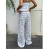 image:imageMakeMeChic Womens Pants Pajama Starfish Wide Leg Elastic Waist Tie Front Drawstring Beach Vacation Cover UpWhite