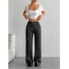 image:imageMakeMeChic Womens Pinstripe Pants Straight Leg Work Office Striped Long TrousersBlack