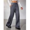 image:imageMakeMeChic Womens Pinstripe Pants Straight Leg Work Office Striped Long TrousersDark Grey