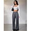 image:imageMakeMeChic Womens Pinstripe Pants Straight Leg Work Office Striped Long TrousersDark Grey
