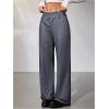 image:imageMakeMeChic Womens Pinstripe Pants Straight Leg Work Office Striped Long TrousersDark Grey