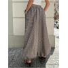 image:imageMakeMeChic Womens Plaid Baggy Wide Leg Pants Balloon Ruffle Harem Pants with PocketBrown Plaid